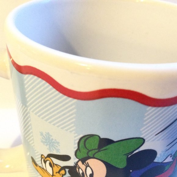 Hang On Pluto Mickey Minnie Sledding Mug Vintage Christmas Disney - Picture 4 of 6
